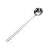 Colher Grande de Boca Larga em Aço Inoxidável 304, Colher Redonda Espessa com Cabo Longo, Colher de Sobremesa, Colher para Sopa de Ramen, Colher para Misturar Arroz, Colher de Sopa