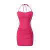 26181-Saia Sexy de Costas Nuas para Quadril Estilo Europeu e Americano para Mulheres Nova Coleção Primavera/Verão 2026 Vestido de Alça Fino Emagrecedor