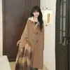 Abrigo de Lana Doble Cara con Botones de Cuerno Estilo Coreano, Longitud Media, Adelgazante, Para Mujer Otoño e Invierno, Gama Alta, Sencillo, Versátil, Estilo Casual Japonés y Coreano