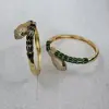 Conjunto de Pulsera y Anillo de Serpiente Cascabel con Goteo de Aceite Chapado en Cobre Oro de 18 Quilates Incrustado con Circonita Nuevo Ingreso de Lujo de Nicho Transfronterizo Europeo y Americano