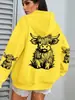Talla Europea TransfronterizaLinda Sudadera con Estampado de Vaca de Leche para el Cabello para Mujer Lana Otoño Streetwear