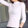 Camiseta negra de manga larga para mujer con cuello alto medio, camiseta básica de fondo para mujer, ropa interior para primavera y otoño para mujer, nuevo top cálido 2023 para mujer, adelgazante