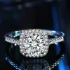 Anel de diamante cultivado em laboratório feminino cerca de 1 quilate H&A lapidação seis garras cravação luxo anel de casamento presente de aniversário