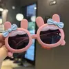 Gafas de sol polarizadas para niños con forma de conejo, lazo, doble silicona, gafas de sol para bebé transfronterizas, moda, lindas, de dibujos animados, para niña