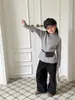 Suéter Básico de Cuello Medio de Alta Frecuencia para Campus para Niños y Niñas, Color Sólido, Elegante, Práctico, Casual, Versátil, Alta Elasticidad
