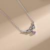 Collar de plata de ley s925 para mujer, estilo coreano, romántico, ligero, de lujo, con forma de gota de agua en polvo, circonita, diamante, cadena para clavícula, colgante de hoja fresca pequeña