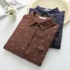 Coleção Primavera 2026: Cardigan Feminino Loose de Camisa com Manga Longa, Dupla Camada, Floral Pequeno, Estilo Artístico - Atacado
