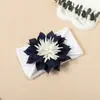 Novos Acessórios de Cabelo Europeus e Americanos para Crianças Faixa de Cabelo com Flor de Jacquard de Nylon para Bebê Faixa de Cabeça com Contraste de Girassol para Fontanela de Bebê