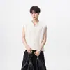 Nuevo chaleco de verano para hombre, transpirable, con patrón de diamantes calado y cuello en V, top casual de nicho estilo coreano, camiseta de alta gama de moda