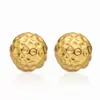 Brincos de Aço Inoxidável Semi-esféricos com Padrão de Martelo Vazado de Alta Qualidade Ins Brincos da Moda Feminina com Banho de Ouro 18K