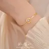 Pulsera redonda de circonita cúbica chapada en oro de 14 quilates, estilo vintage, moderna, versátil y con un diseño único