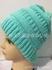 Otoño e Invierno Europeo y Americano Amazon Ebay Sin Etiquetar Gorro de Punto para Cola de Caballo Gorro de Lana para Mujer Gorro de Punto de Color Puro