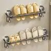 Suporte para Chinelos de Ventosa para Banheiro Multifuncional Sem Furos Montado na Parede Armazenamento de Banheiro Doméstico Escorredor de Chinelos para Banheiro