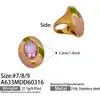Anillo de Cristal con Esmalte de Moda Chic Piedra Anillo Ins Diseño Exagerado Joyería Acero Inoxidable Anillo de Moda Europeo
