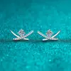 Pendientes Xindeyi de Plata de Ley S925 con Moissanita para Mujer, Cruz Geométrica, Estilo Francés Perezoso, Simples y Elegantes, Versátiles