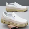 Zapatos de Cuero para Hombre sin Cordones Suela Suave Casuales para el Trabajo Suela Gruesa Pie Ancho Zapatos de Papá para Mediana Edad Zapatos de Cuero de Negocios Hombre