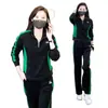 Conjunto Deportivo para Mujer Otoño/Invierno 2026 Tallas Grandes Estilo Coreano Adelgazante Cuello Alto Sudadera con Bloques de Color Pantalones de Pierna Ancha Conjunto de Dos Piezas Exportación