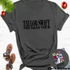 Moda Europeia e Americana 2025 Taylor Swift estampa simples T-shirt unissex gola redonda Europeia e Americana