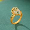 Yilu plata S925 plata esterlina chapado en oro jade Hetian esmalte anillo de carpa moda nacional regalo creativo anillo de oro antiguo
