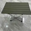 Mesa plegable de aleación de aluminio, portátil para exteriores, mesa tipo rollo de huevo ultraligera, camping, puesto de barbacoa, juego completo de mesa plegable