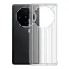Para Vivo X100Pro Capa de Celular Transparente Ondulada de Cobertura Total X100S Case Semi-Transparente Listrado Ultra-Fino Resistente a Quedas