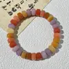 Pulseira de Bodhi Natural com Pastilhas de Flor Flutuante Multicoloridas, Círculo Único de Corte Reto, Alívio Silencioso do Estresse, Joia de Contas Budistas Macias para Envolver o Dedo