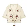 Z Estilo Europeu e Americano Transfronteiriço 2026 Nova Moda Elegante Top Feminino com Bordado Floral 7200053 Shorts 7200054