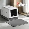 Arenero semi-cerrado para gatos, acero inoxidable, extragrande, anti-salpicaduras, anti-derrames, inodoro para gatos, bandeja de arena para gatos elevada y engrosada