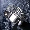 Anillo de Mantra de Seis Palabras Retro de Tendencia Nacional, Anillo Abierto Ajustable Unisex con Estilo Étnico, Anillos de Pareja para Hombres