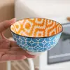 Bol de Arroz Bol de Ensalada para Uso Doméstico 2022 Nuevo Creativo Cerámica Bajo Esmalte Bohemio Personalidad Creativa Alto Valor Estético