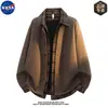 Sudadera de alta calidad marca NASA, diseño falso de dos piezas, cuello camisero, manga larga para hombre, moda casual de otoño, chaqueta de alta gama a la moda