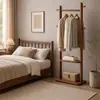 Cabide de chão em madeira maciça para quarto, casa, uso interno, espessado e reforçado, cabide de roupas para escritório