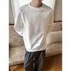 Nova Camiseta Patchwork Canelada Gola Redonda Manga Longa Outono 2026, Top Tendência Estilo Americano Modelagem Solta Tamanho Grande, Camiseta Masculina de Marca de Moda