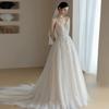 Vestido de Noiva Leve com Alças Finas Estilo Floresta 2026 Novo Modelo Vestido Ultra-Fada Sonhador para Sair Estilo Princesa Coreana Vestido com Cauda Pequena