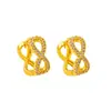 Pendientes de Oro de Arena Vietnamita de Gran Venta, Pendientes Geométricos de Hebilla con Circonita de Moda para Mujer, Diseño Transfronterizo, Joyería Duradera