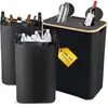 Cesta Organizadora de Reciclagem de Bambu para Garrafas, Dobrável com Tampa, Lixeira de Reciclagem para Garrafas de Bebida com Saco Interno para Armazenamento Doméstico