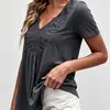 Ropa de Mujer Transfronteriza Verano 2026 Nuevo Europeo y Americano Comercio Exterior Color Sólido Cuello en V Manga Corta Camiseta Mujer Versátil Casual Top Mujer