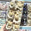 Linda muñeca de peluche color café con leche de caricatura de KT, scrunchie con forma de intestino delgado para niños, accesorio para el cabello versátil estilo coreano para niñas