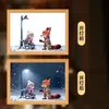 Marco de Fotos 2D de Anime de Conejo y Zorro Regalo para Dormitorio Escritorio Luz de Noche para Novio/Novia Pintura Iluminada