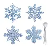 Copos de Nieve Navideños Espolvoreados 10.5cm Decoración de Cadena de Copos de Nieve Navideños Decoración de Guirnalda para Árbol Regalo