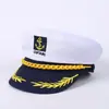 Moda Transfronteriza Europea y Americana Bordado de Espiga de Trigo Ancla Sombrero Azul Marino para Hombre Actuación en Escenario Uniforme de Marinero Blanco Sombrero de Capitán