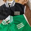 Traje de Béisbol con Alfabeto Estampado para Niño Japonés Chaqueta High Street para Niños Primavera y Otoño Cuello Chaqueta de Aviador Guapo
