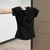 Una generación de resorte de pelo primavera y verano cuello en V algodón Joker delgado temperamento pequeño color sólido manga corta camiseta base para mujer