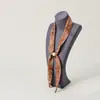 Novo Colar de Lenço de Seda com Contas para Mulheres, Corrente para Suéter Retrô de Bolinhas e Flor de Castanha, Lenço Pequeno Fino Moderno Literário Versátil
