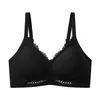 Sutiã de renda macio sem costura, fino e confortável, com bojos fixos e efeito push-up, lingerie cor de base