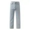 Jeans Feminino Retrô Popular Europeu e Americano Transfronteiriço Solto de Perna Larga Emagrecedor Reta Lavado