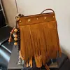 Bolso vintage de ante transfronterizo para mujer, nuevo bolso cruzado para teléfono para ir al trabajo 2026, bolso bohemio con flecos