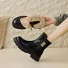 Botas de Nieve Retro de Suela Gruesa para Mujer, Zapatos Grandes de Algodón del Noreste, Nuevo Estilo 2026, Invierno, Forro de Terciopelo Grueso, Botas Martin, Botas Cortas Cálidas