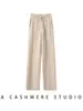 Novedad Otoño/Invierno Pantalones de Cachemira para Mujer Pantalones Gruesos de Cachemira de Pierna Ancha Adelgazantes Color Sólido Diseño con Costura Central con Cordón Pantalones Casuales