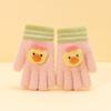 Guantes de invierno de cinco dedos, lindos guantes tejidos con dedos separados para niños y niñas, cálidos y con dibujos animados.